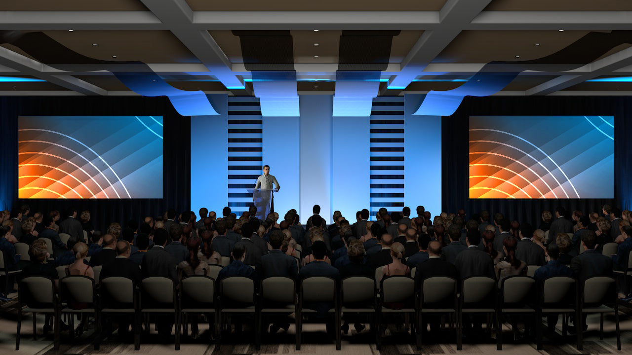 Twin LED Screens with Curved Fabric and Uplighting