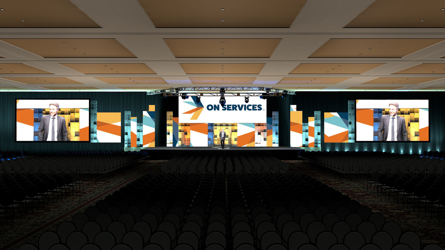 LED Video Panels with Tiled Scenic Texture