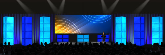 Ultrawide Screen with Framed Modular Lighting Towers