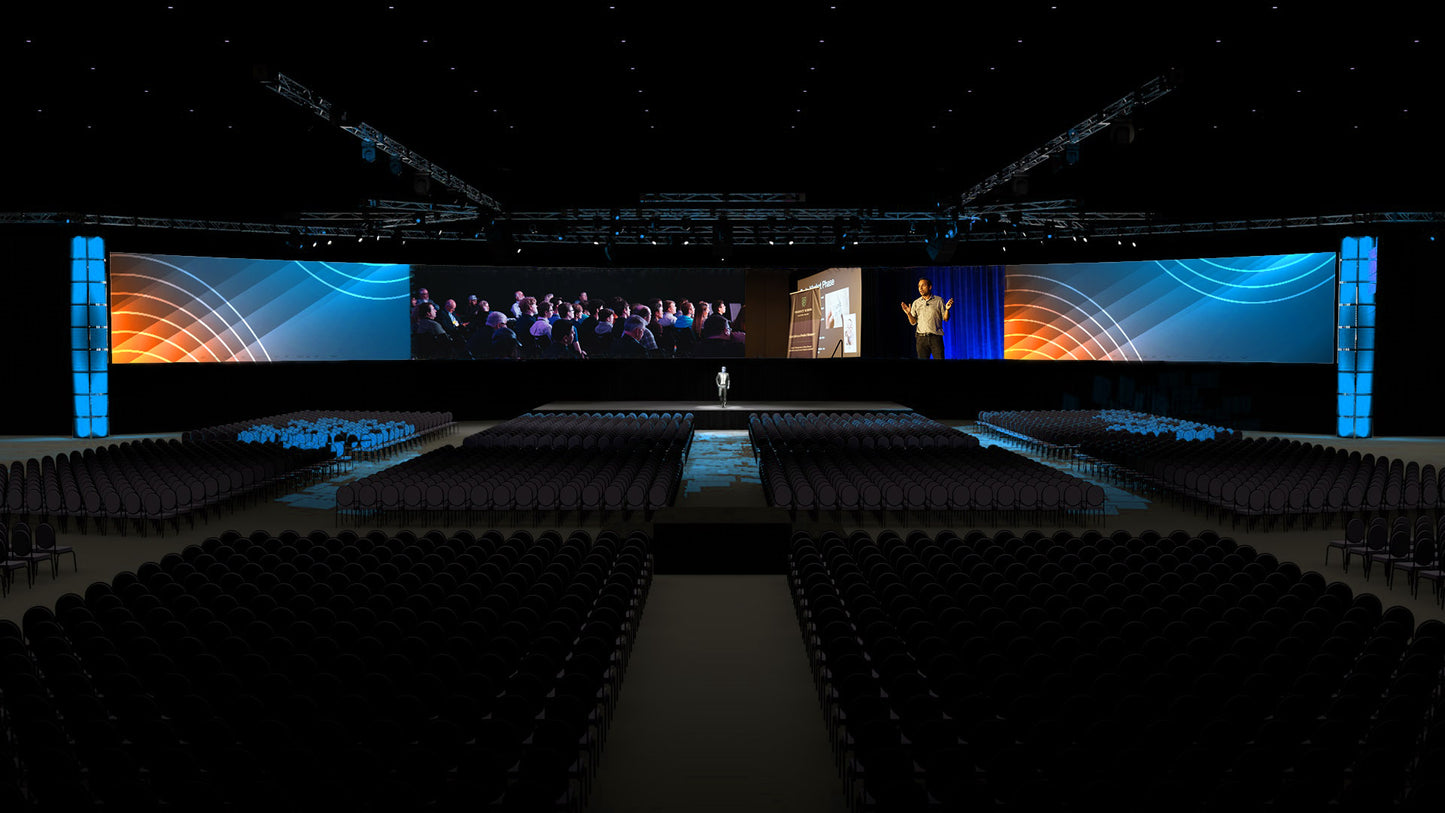 Super Ultrawide Video Surface with Lighting Towers