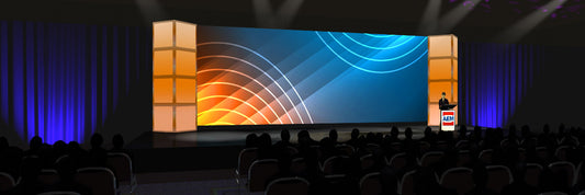Ultrawide Display with Framing Modular Lighting Towers