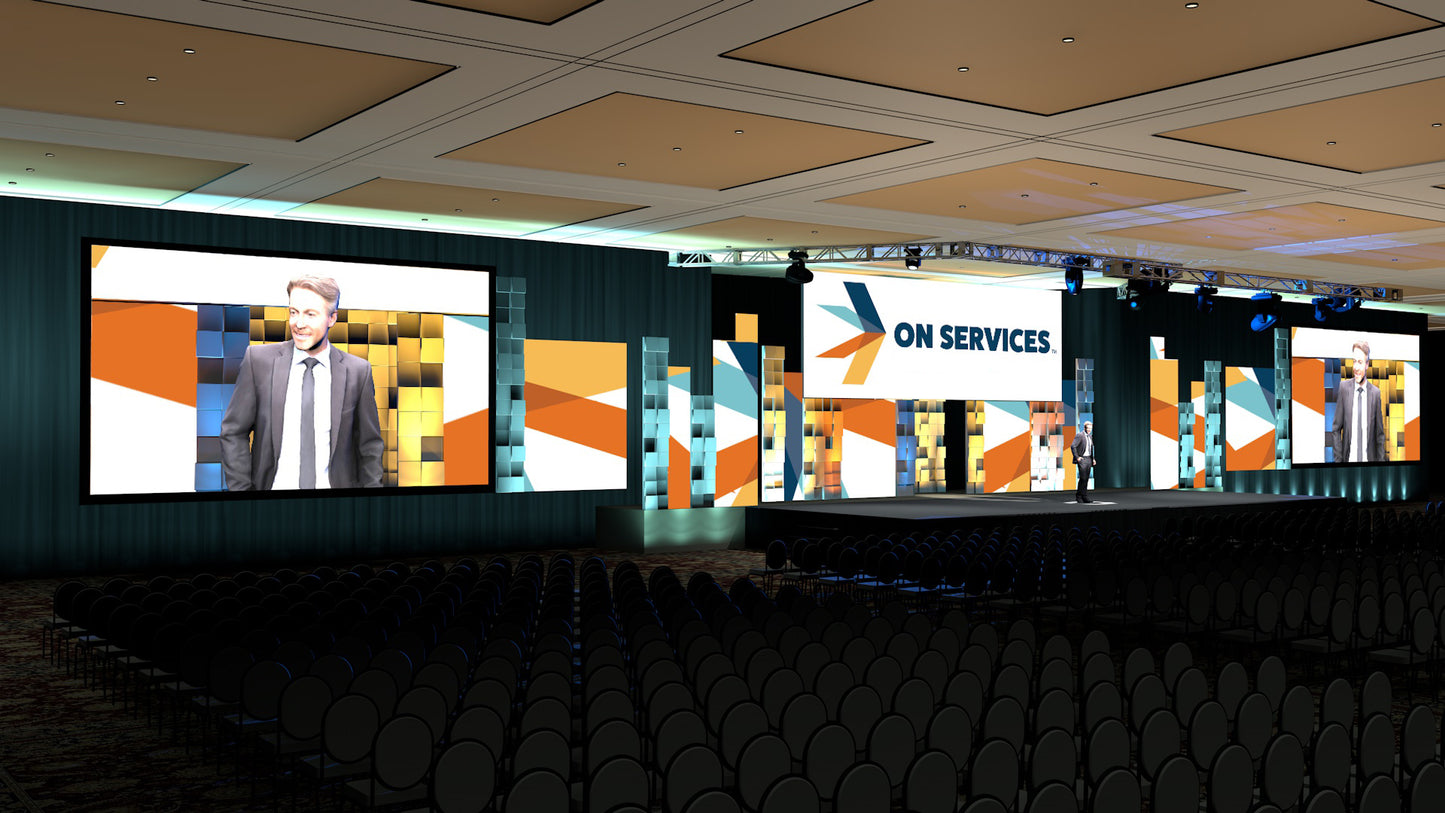 LED Video Panels with Tiled Scenic Texture