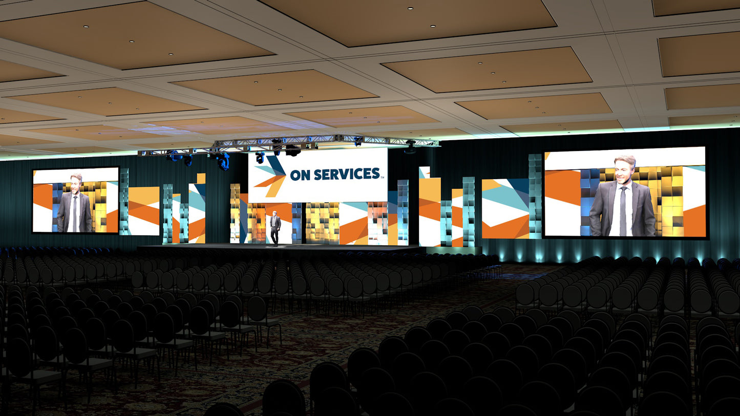 LED Video Panels with Tiled Scenic Texture