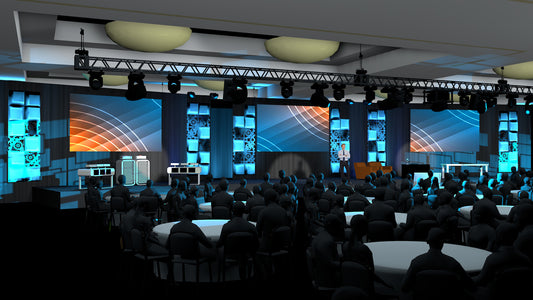 Triple Projection Screens with Tiled Accent Walls