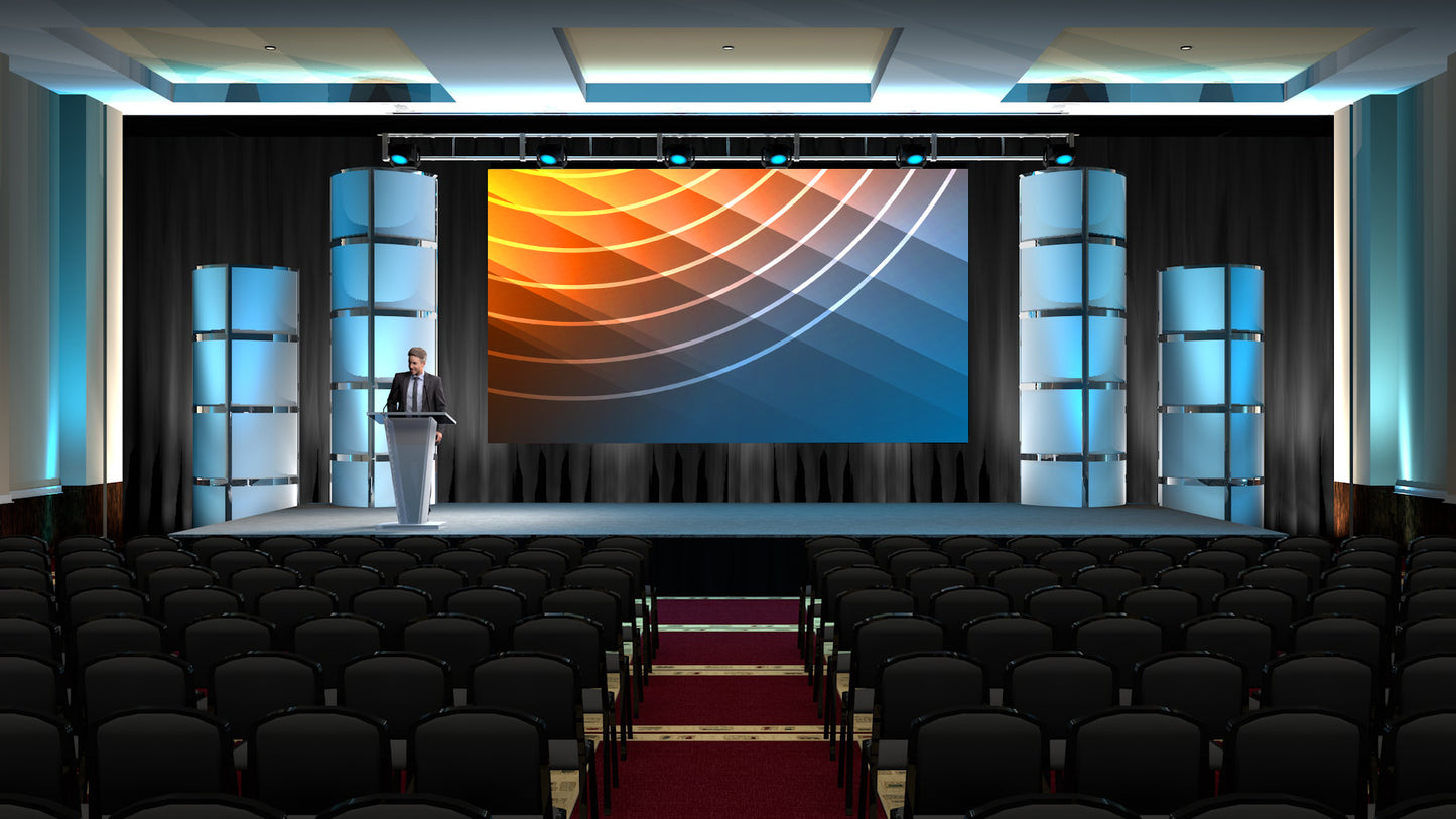Compact LED Stage with Rounded Scenic Panels
