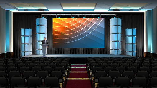 Compact LED Stage with Rounded Scenic Panels