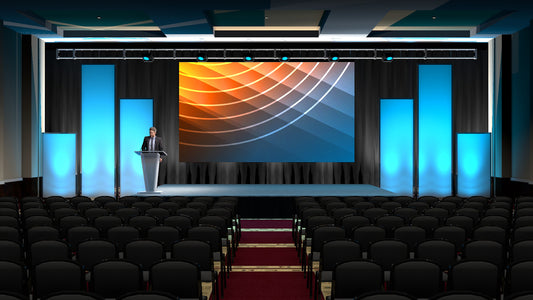 LED Wall with Tiered Scenic Panels