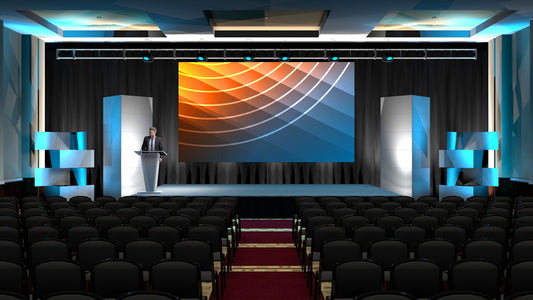 LED Wall with Geometric Scenic Accent Structures