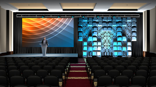 LED Wall with Asymmetrical Scenic Cube Feature
